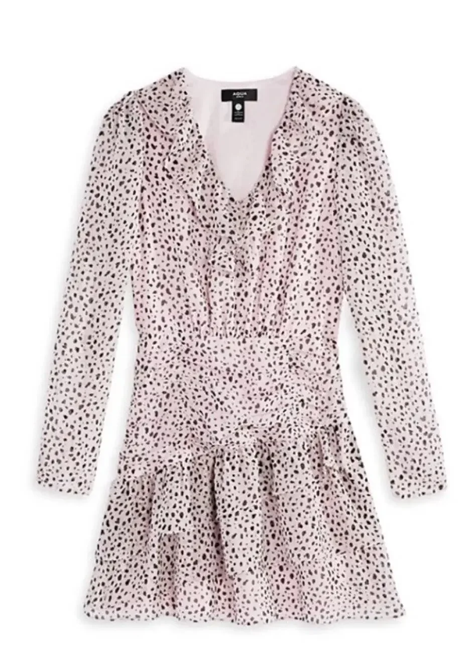 Aqua Girls Asymmetrical Ruffle Dress Pink/Black Size M (9/10) animal print